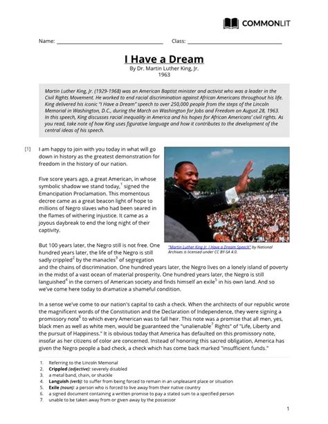 Commonlit i have a dream - 18. Need the answers to these questions please-I have a dream commonlit. /5. heart. heart. 2. why is being born a rites of passage? summary of "The Last Class" by Alphonse Daudet. Find an answer to your question i have a dream commonlit answers.